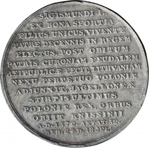 Medal Suity Królewskiej autorstwa J.J. Reichela, Zygmunt August, odlew w żeliwie z huty Białogon