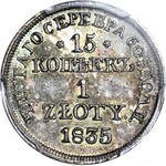 Zabór Rosyjski, 1 złoty = 15 kopiejek 1835, Warszawa, GABINETOWE