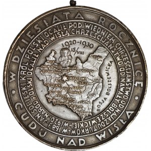 R-, Medal 1930,10-lecie Cudu nad Wisłą, RZADSZA wersja z oryginalną zawieszką