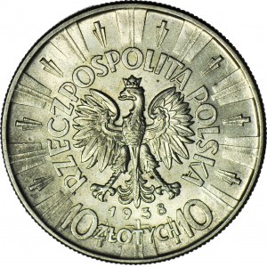 10 złotych 1938, Piłsudski, rzadkie, menniczy