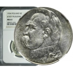 5 złotych 1934, Piłsudski, orzeł urzędowy, mennicze