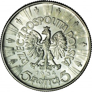 5 złotych 1934, Piłsudski, orzeł urzędowy, menniczy