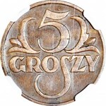 5 groszy 1934, piękne, NAJRZADSZE, kolor BN