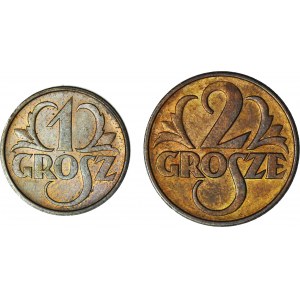 Zestaw 1 i 2 grosze 1938, mennicze