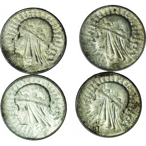 Zestaw 4 szt. 5 złotych 1933 i 1934, Głowa, piękne
