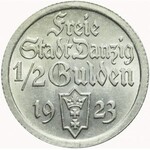 Wolne Miasto Gdańsk, 1/2 guldena 1923, piękne