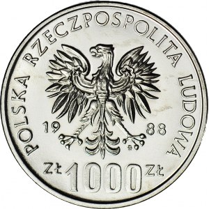 1000 złotych 1988, PRÓBA, nikiel, MŚ w Piłce Nożnej Włochy - Koloseum