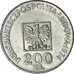 R-, 200 Złotych 1974, XXX LAT PRL, odwrotka 180 stopni