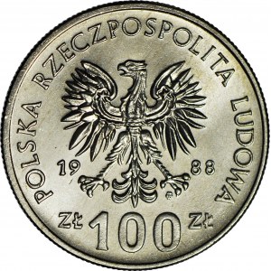 RR-, 100 złotych 1988, Jadwiga DESTRUKT - DOUBLE DIE, podwójny monogram projektanta