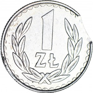 R-, 1 złoty 1987, DESTRUKT, błąd wykrawania krążka, mennicze