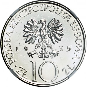 RRR-, 10 złotych 1975 Adam Mickiewicz, bardzo rzadki w PROOFLIKE
