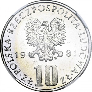 RRR-, 10 złotych 1981 Bolesław Prus, bardzo rzadki w PROOFLIKE