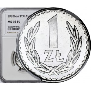 R-, 1 złoty 1982, szeroka data, PROOFLIKE
