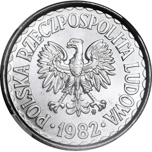 R-, 1 złoty 1982, szeroka data, PROOFLIKE