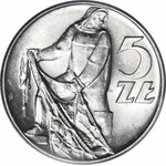 RR-, Rybak 5 złotych 1974, PŁASKA DATA