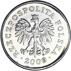 R-, 1 złoty 2009, DESTRUKT, przesunięcie bicia