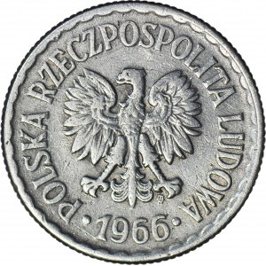 R-, 1 złotych 1966, odwrotka 180 stopni, rzadkie