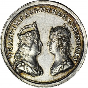 RR-, Austria, Medal 1751, Franz i Maria Teresa, medal na wizytę pary cesarskiej na Węgrzech, srebro