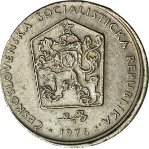 RR-, Czechosłowacja, 2 korony 1976. DESTRUKT MENNICZY - niecentryczne bicie