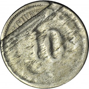 R-, Niemcy, 10 fenigów 1873-1889 J, DESTRUKT - rozszczepiony krążek - split planchet
