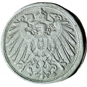 RR-, Niemcy, 10 fenigów 1917-1922 J, DESTRUKT - bicie dwóch monet na raz - brockage