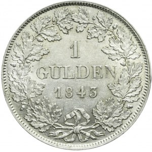 Niemcy, Wirtembergia, Wilhelm I, Gulden 1843, ładny