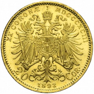 Austria, Franciszek Józef, 20 koron 1893, Wiedeń