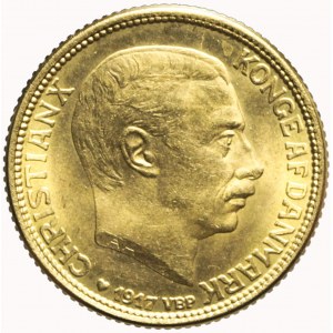 Dania, 10 koron 1917, Christian X, piękne