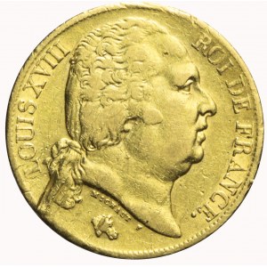 Francja, Ludwik XVIII, 20 franków 1818 , Paryż