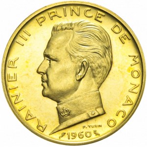 Monako, Rainier III, 5 franków 1960, ESSAI (Próba), rzadka