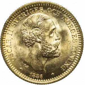 Szwecja, 20 koron 1886, Oskar II, piękne