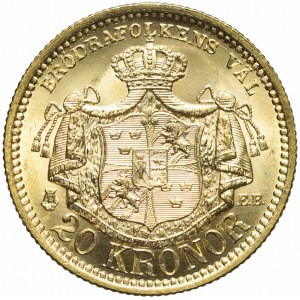 Szwecja, 20 koron 1886, Oskar II, piękne