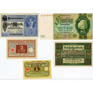 Niemcy, Republika Weimarska, Zestaw pięciu banknotów