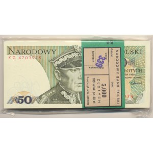 Paczka bankowa 50 złotych 1988 Świerczewski, ser. KG