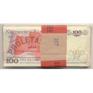 Paczka bankowa 100 złotych 1988 Waryński, ser. TH