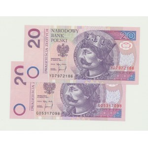 2 szt. 20 złotych 1994, ser. YD i G0