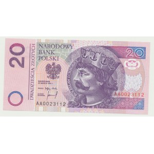 20 złotych 1994, druk TDLR Londyn, AA 0023112