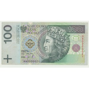 100 złotych 1994, niski nr. ser. HA 0000021