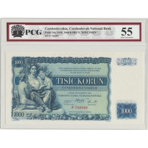 Czechosłowacja, 1000 koron 1934, ser. P, SPECIMEN