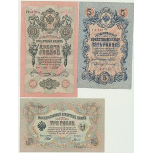 3 szt. Rosja, 3, 5 i 10 Kopiejek 1905 i 1909