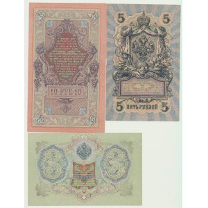 3 szt. Rosja, 3, 5 i 10 Kopiejek 1905 i 1909