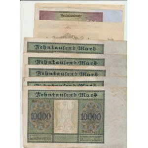 Zestaw 9 szt. Niemcy, 500 marek 1922 i 10.000 marek 1922, mały i wielki rozmiar