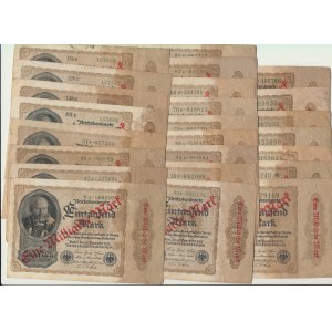 Zestaw 24 szt. Niemcy, 1 miliard marek 1923, nadruk na banknocie 1000 marek 1922