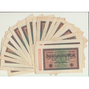Zestaw 21 szt. Niemcy, 20.000 marek 1923