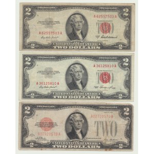 3 szt. USA, 2 dolary 1928 i 1953