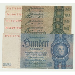 Zestaw 4 szt. Niemcy, 50 marek 1933 i 100 marek 1935