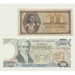 2 szt. Grecja, 50 drachm 1943, 500 drachm 1983