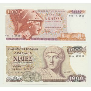 2 szt. Grecja, 100 drachm 1978 i 1000 drachm 1987