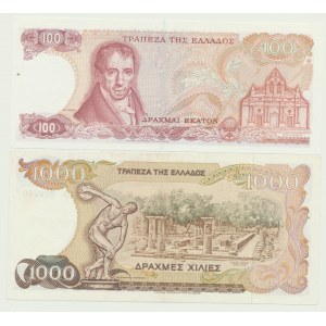 2 szt. Grecja, 100 drachm 1978 i 1000 drachm 1987