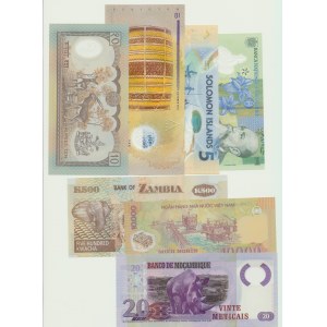 7 szt. banknoty Świat, polimerowe, stany UNC